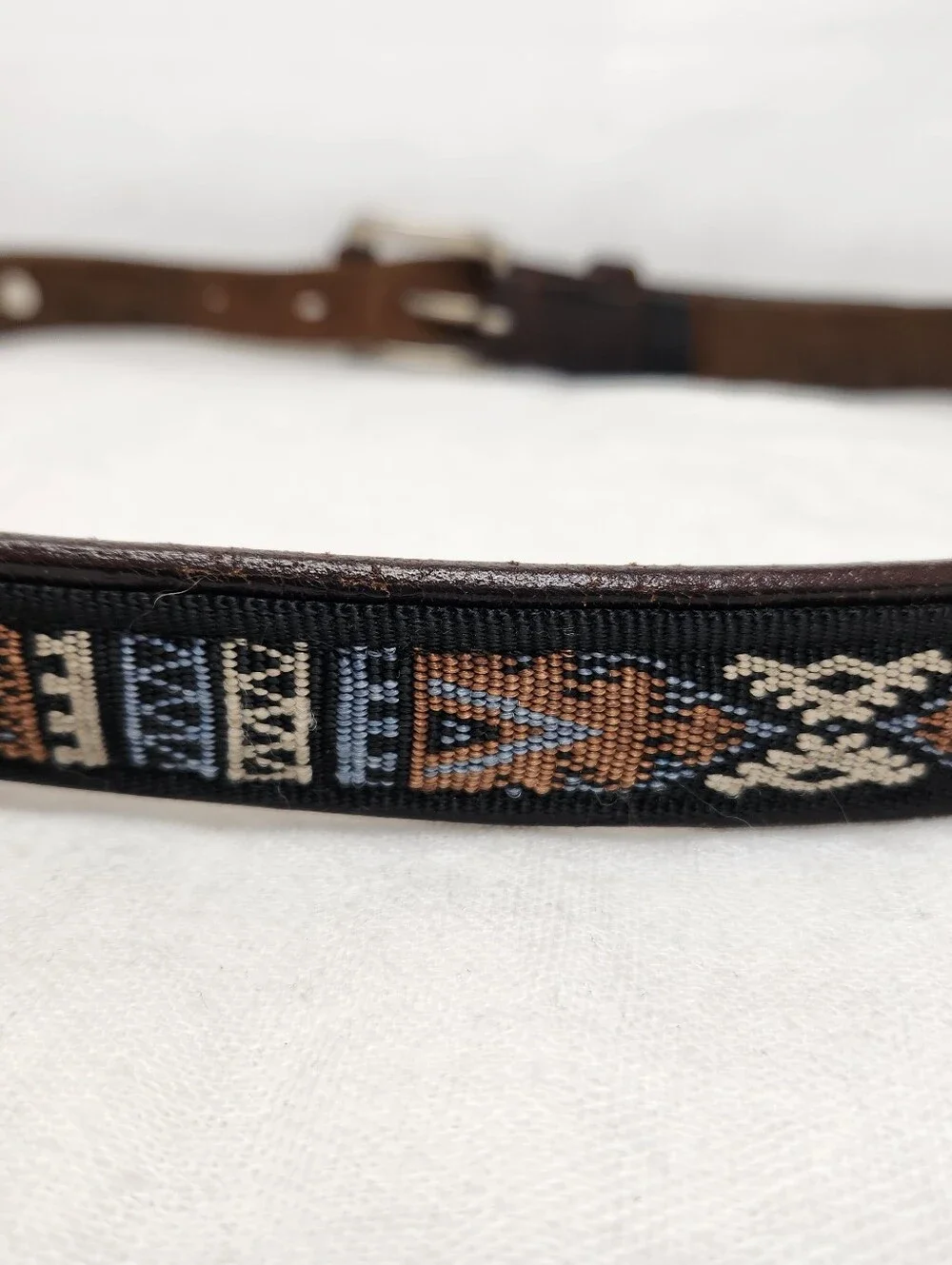 Vintage Bates Mens 38-40 Brown Leather Aztec Belt Bison Coin Concho Peruvian